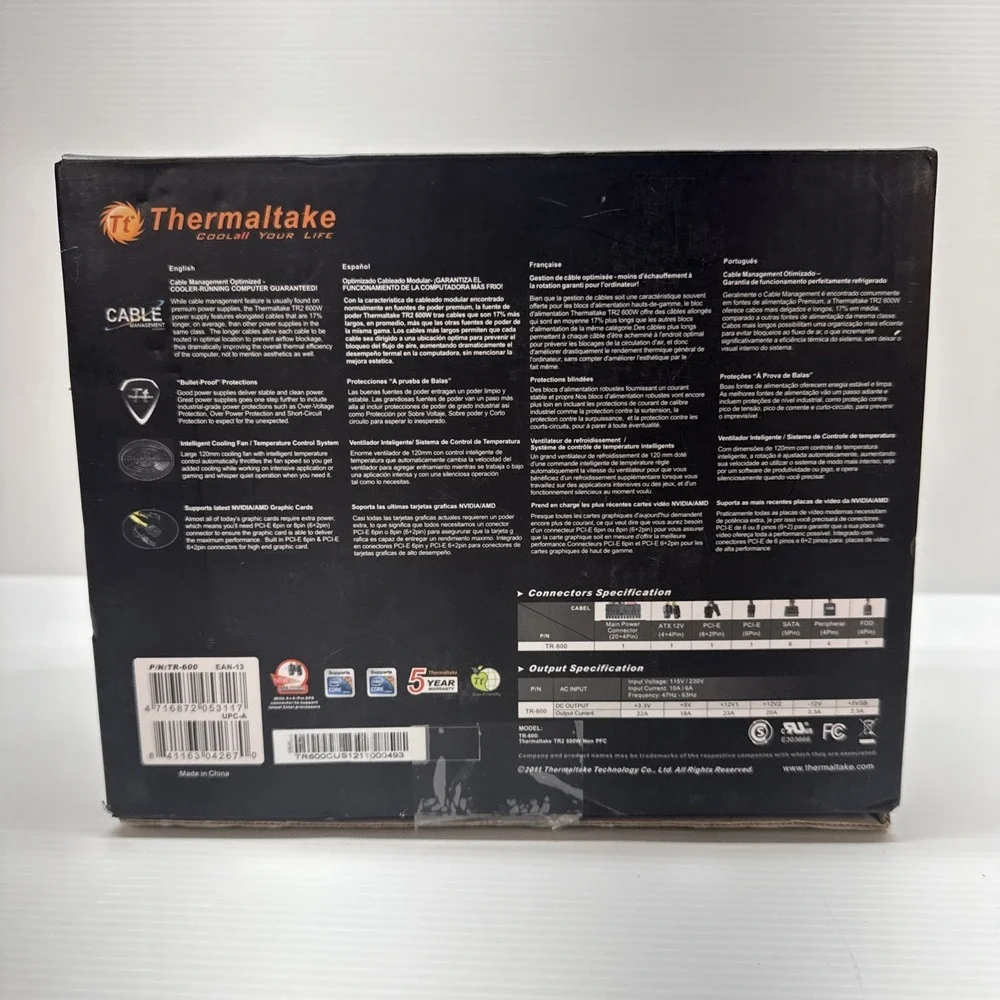 Thermaltake TR2-600NL2NC TR-600 600W Switching Power Supply Unit PC CPU UNTESTED